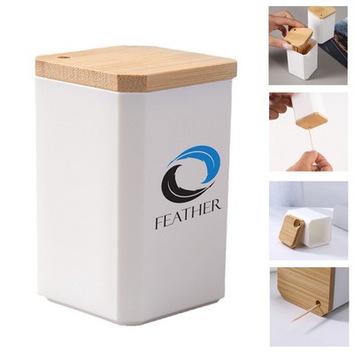 Toothpick Holder Dispenser with wood Lid