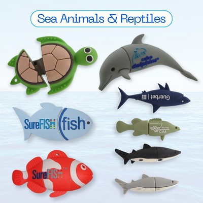 Custom Reptile & Sea Animal-Themed USB Drives 256MB-256GB