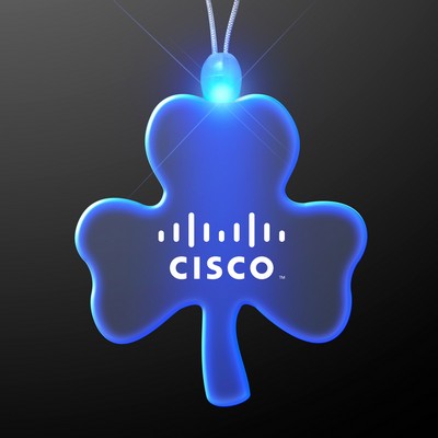 Acrylic Big Shamrock Shape Necklace with Blue LED - PRINTED